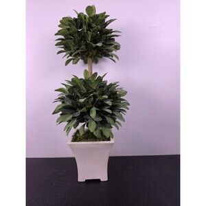 Vintage 2003 Target Faux Boxwood 2-Ball Double Topiary Tree White Ceramic...